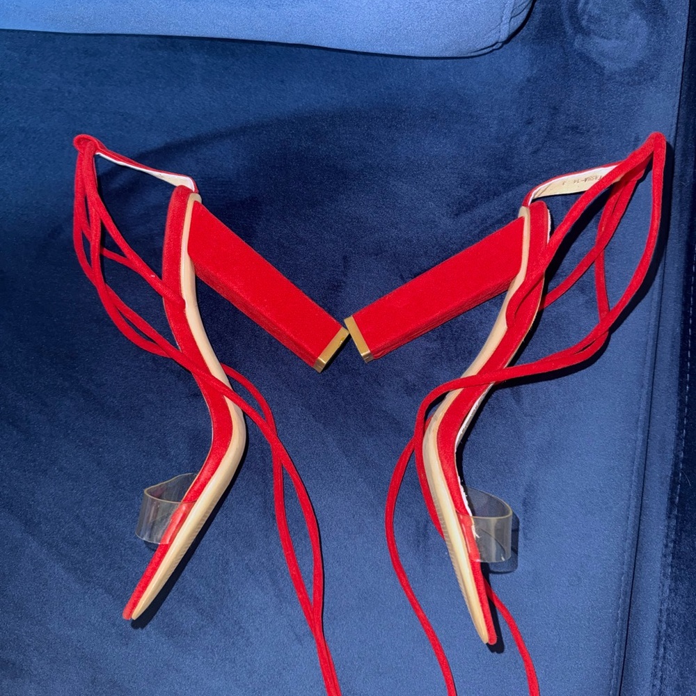Red Strappy Heels - Picture 2 of 6